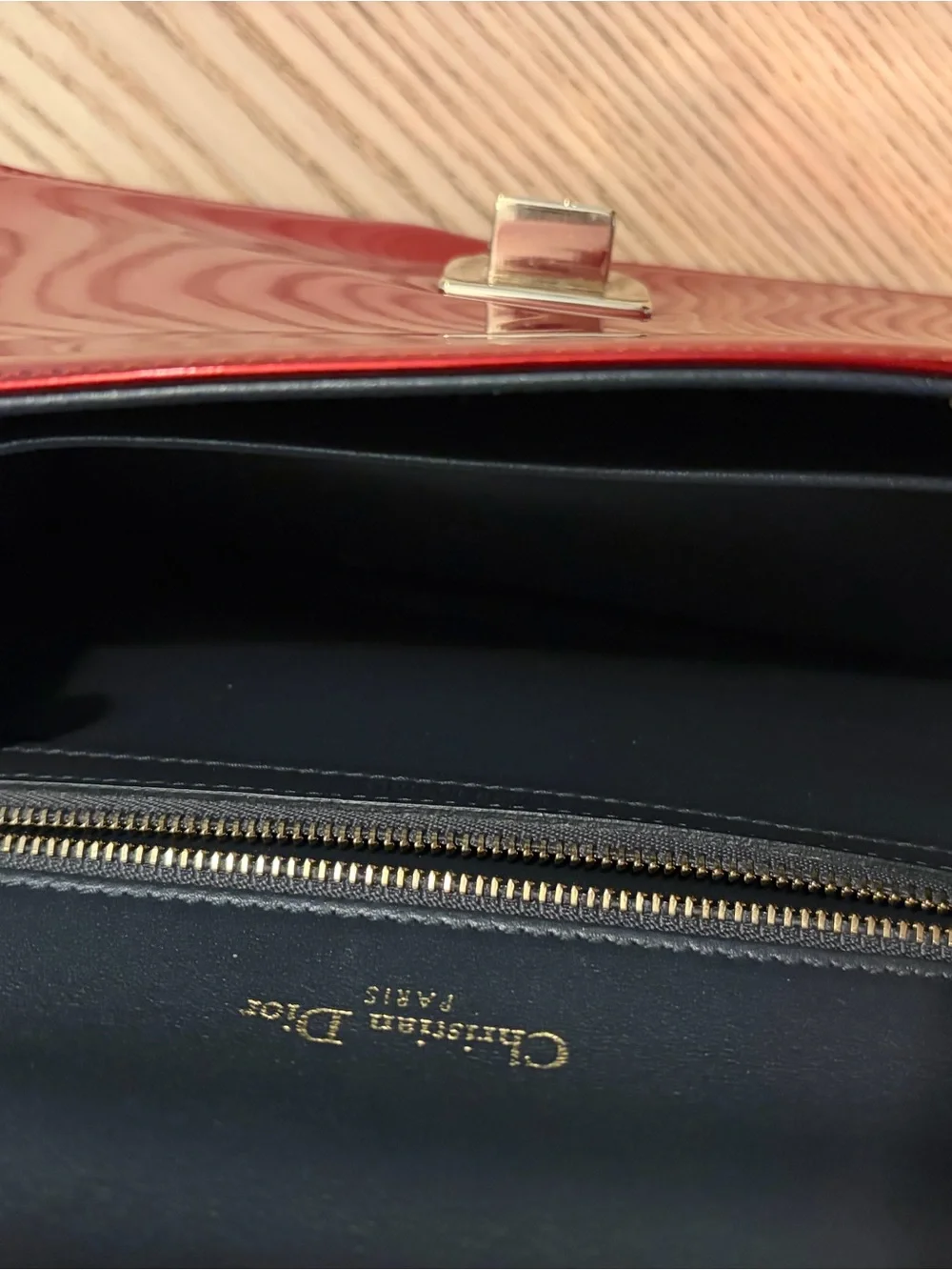 Dior Diorama Red Shoulder Bag with Champagne Gold Hardware
